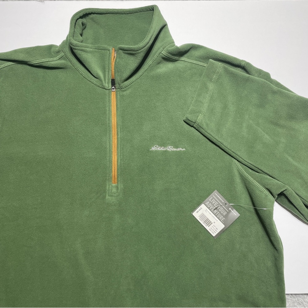 Eddie Bauer Pullover Men M Green 1/4 Zip Fleece NWT